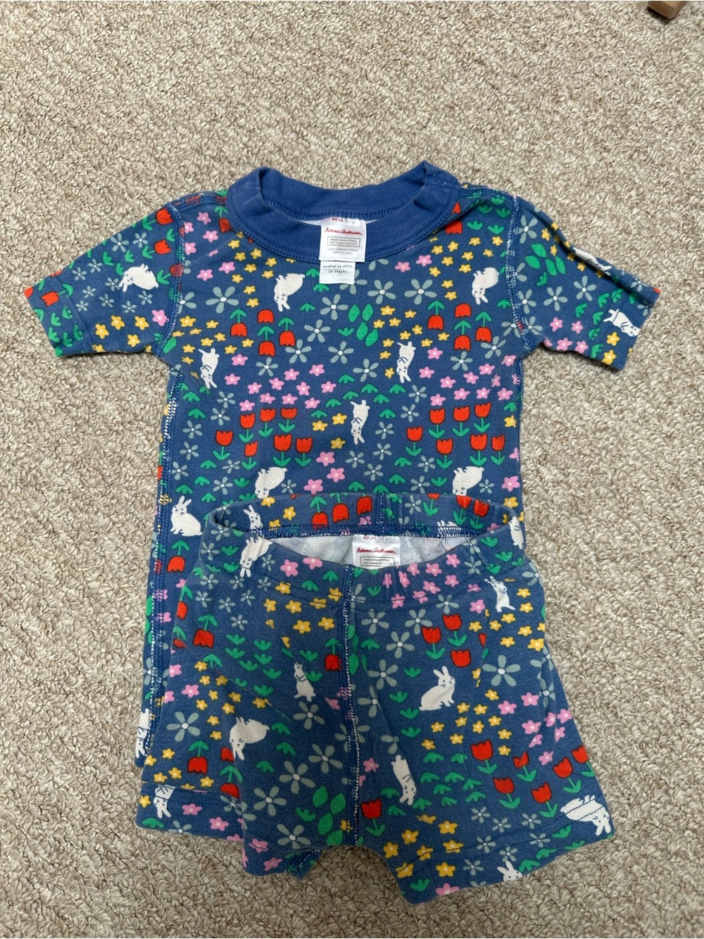 Hanna Andersson Blue Easter Organic Cotton Short Pajama Set in 3T